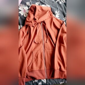 XLarge Time and True Dark Orange Zip Up Hoodie